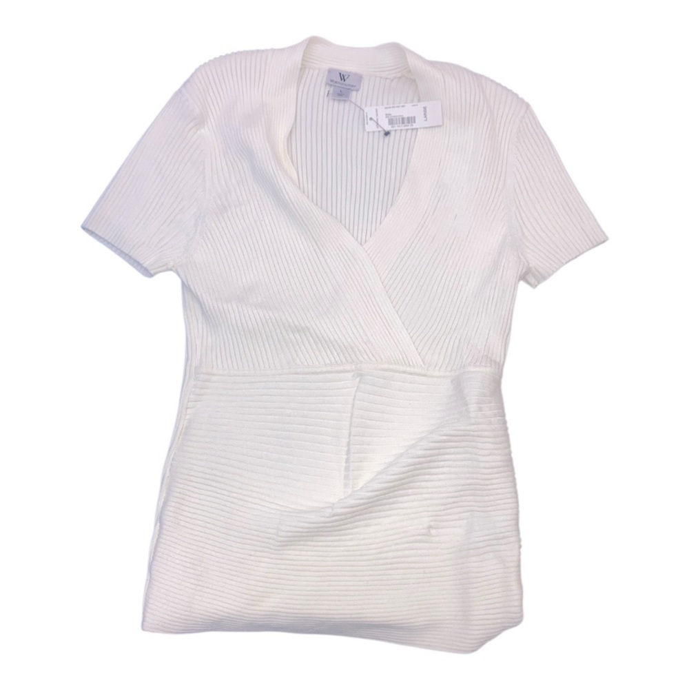 White Ribbed Knit silk top - Picture 4 of 6
